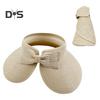 Outdoor Ladies Hat Empty Top Foldable Large Brim Bow Decor Sun Protection Anti-UV Beach Straw Cap Gardening Fishing Travel Hat
