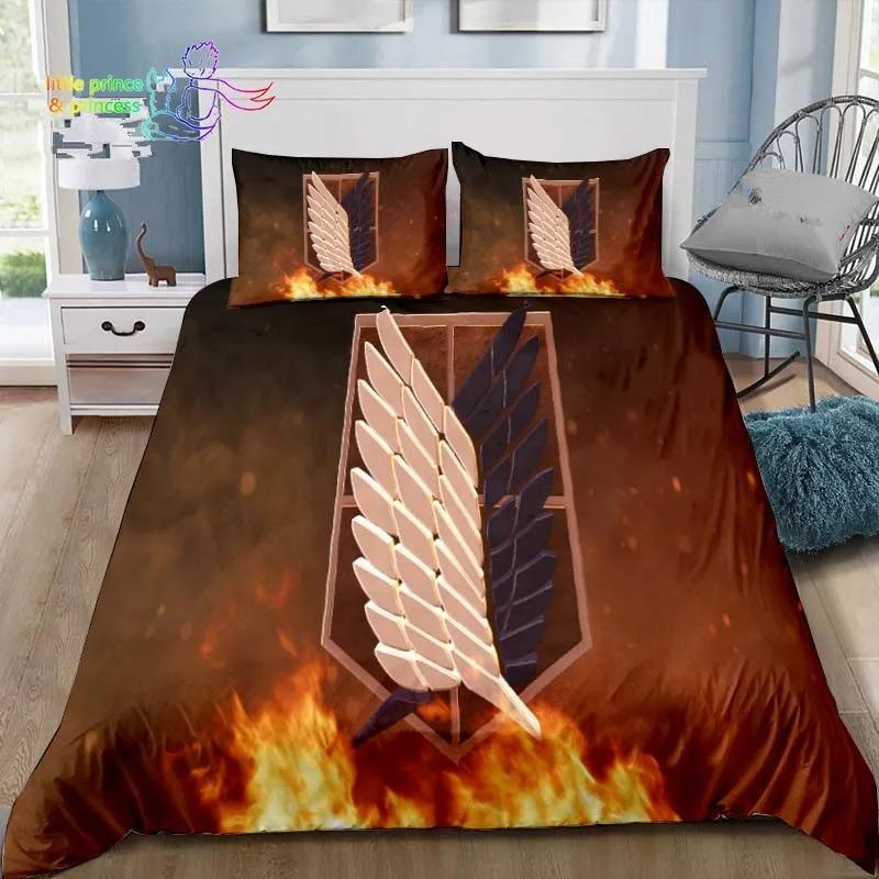 Anime Attack On Titan 3D Print Bedding Set Single Twin Full Queen King Size Bed Set Adult Kid Bedroom Bedding Gift