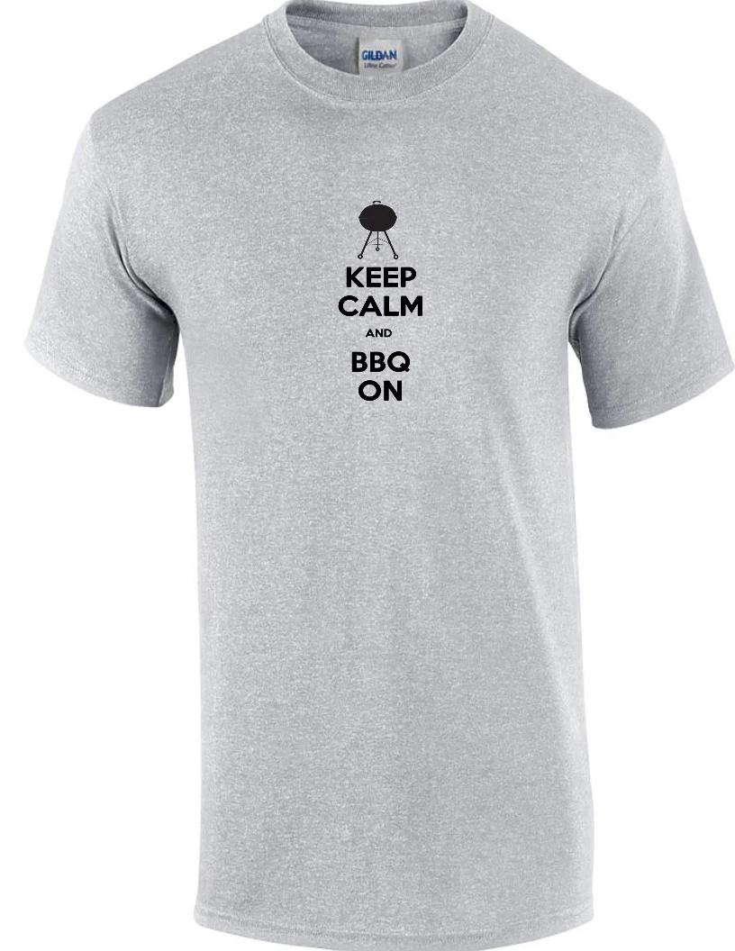 

Keep Calm & BBQ On Outdoor Dad Fathers Day Gift Black Sport Gray Cotton T-Shirt 4XL