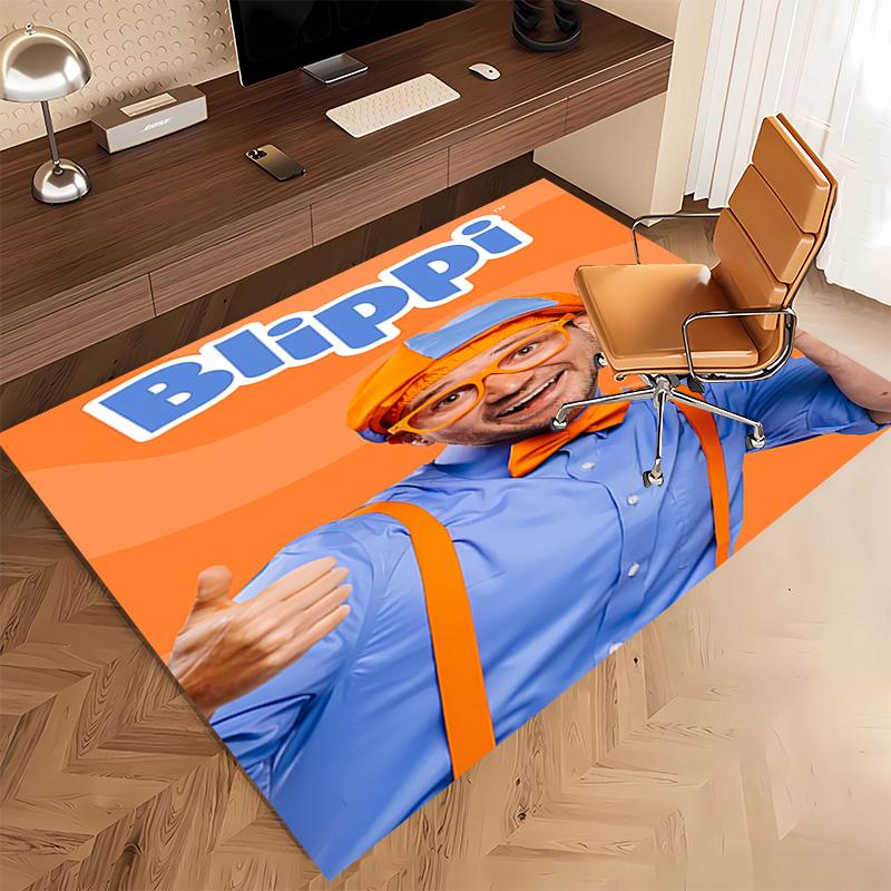 1pc Blippi Print Area Rug - Soft, Washable Non-Slip Indoor Mat, Living Room, Home Office Decorative Rug,Office Decorative