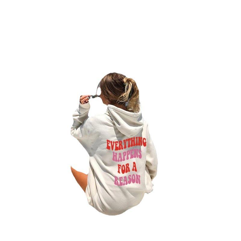 Reason Letter Print Double Hoodie Sweatshirt for Autumn/Winter