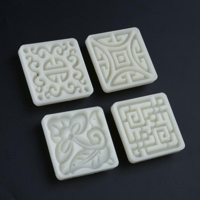 Convenient Square Pastry Molds Multifunctional Mooncakes Molds with 4 Different Pattern Artistic Treat Embosser