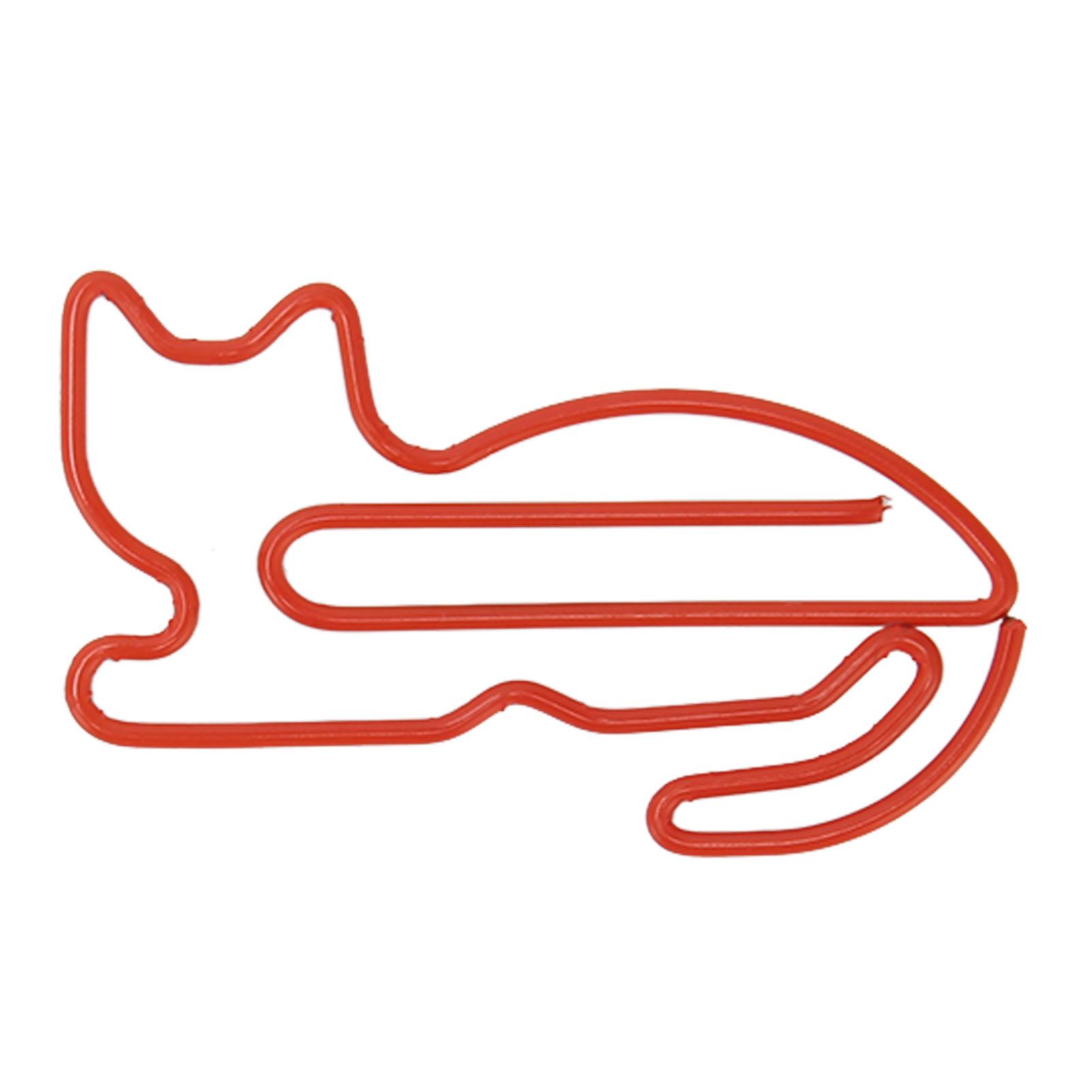 

100pcs Cat Shape Paper Clips Plating Process Increased Slip Resistance Cute Paper Clips for Office School Red красный