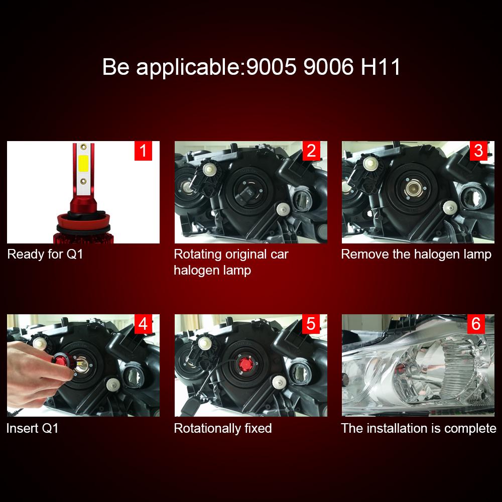 6000K H11 LED H7 H4 9005 9006 Auto Q1 Lampadine per Fari Auto 200W 40000LM Luci LED per Styling Auto
