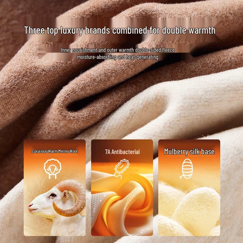 Langsha Half-High Collar Wool-Silk Blend Thermal Underwear Set