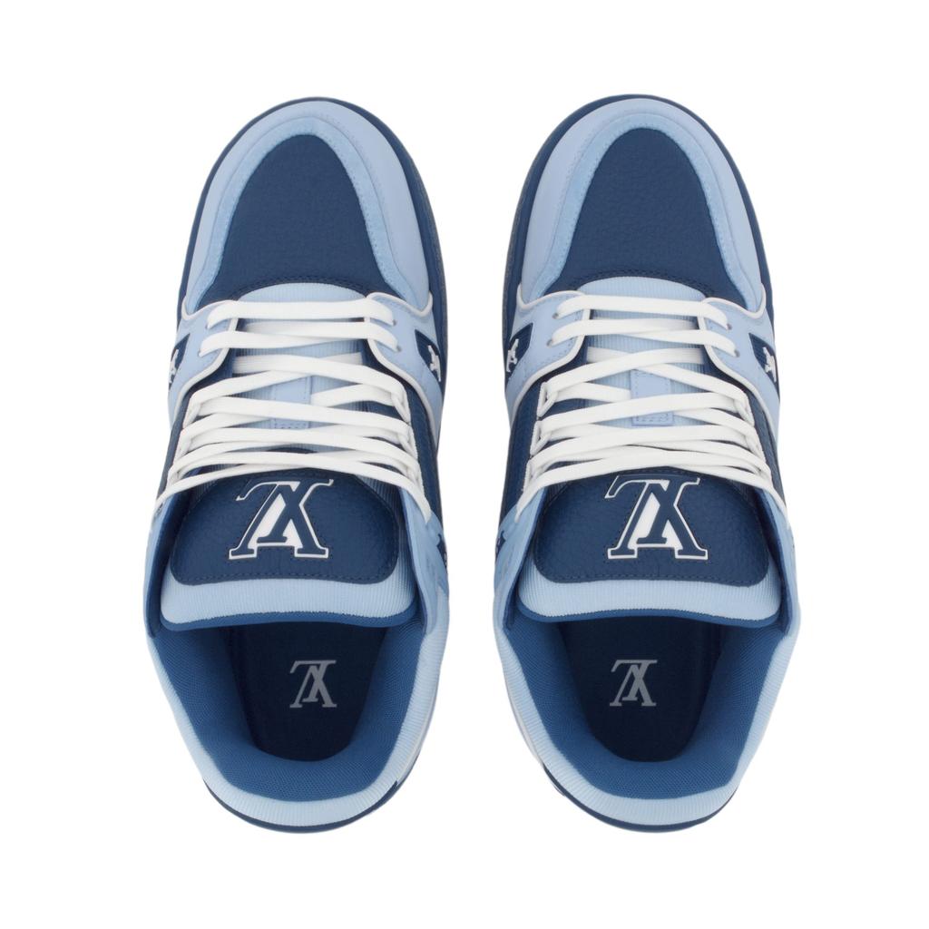 Louis Vuitton Trainer Maxi Cow Leather Low Top Skateboard Shoes Men's Blue 1ADHFN