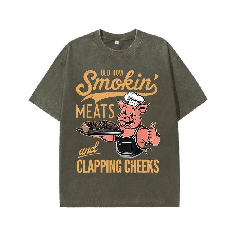 Letní nové old washed tričko volného střihu s potiskem piggyback street skateboarding bavlna hip-hopové tričko