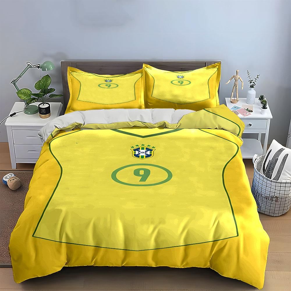 Yellow jersey with crest. Bedding sets Duvet cover sets Duvet covers Pillowcases(1*Duvet Cover 2*Pillowcases without duvet insert)