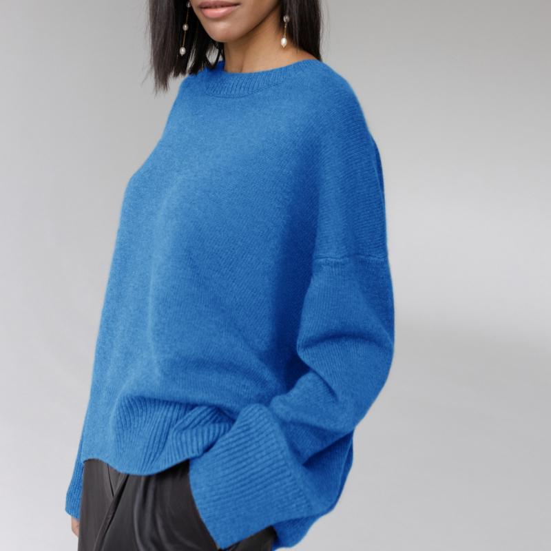 Autumn and Winter Women's Knitwear Round Neck Loose Solid Color European and American Sweater Women