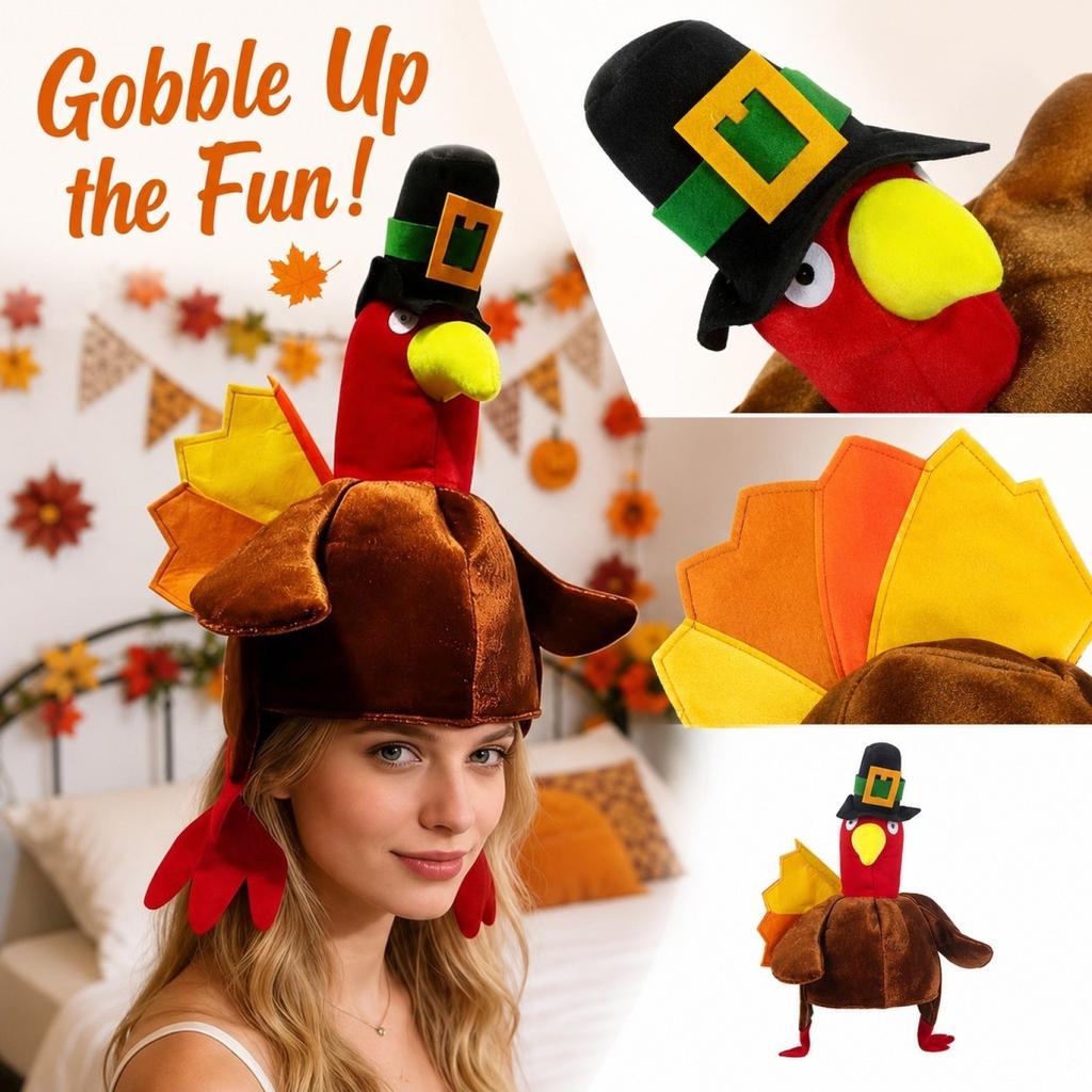 Unisex Plüsch Braten Truthahn Hut für Thanksgiving Halloween Party Kostüm