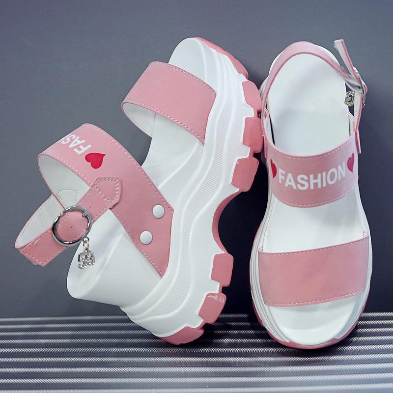 Platform Sandals Women Summer Chunky High Heels Female Wedges Shoes for Women Fish Toe Red Sandalia