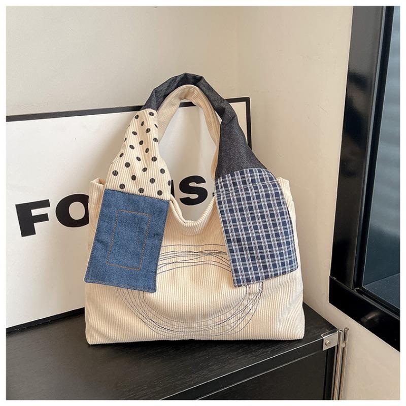 Embroidered Canvas Bag Women's Large-capacity New Summer Versatile Casual Shoulder Bag College Student Tote Bag