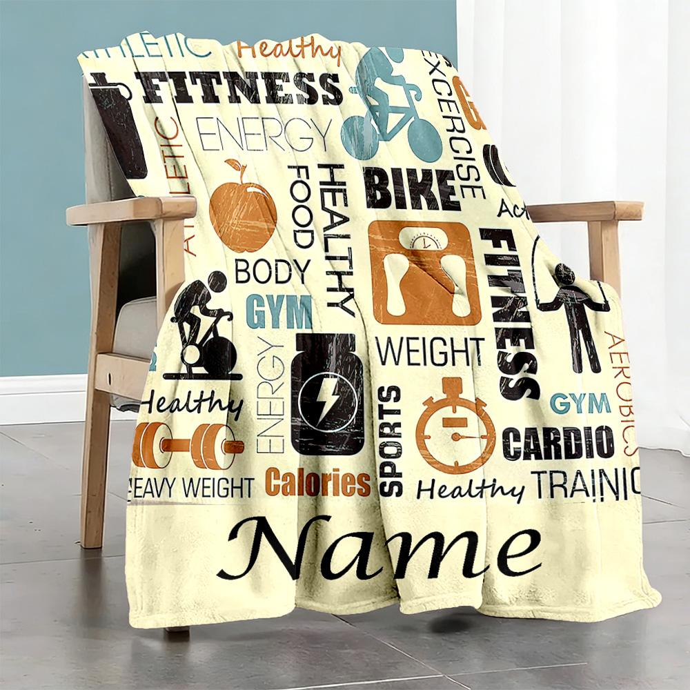 Exercise Hard Personalized Name Blanket Multi-purpose Customizable Blanket Soft & Cozy for Couch Seaside Bedding Office Four Seasons Universal