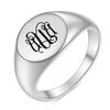 Stainless Steel 26 English Alphabet Printed Font Ring, Silver Color, Fashionable and Simple Titanium Steel Women's Ring