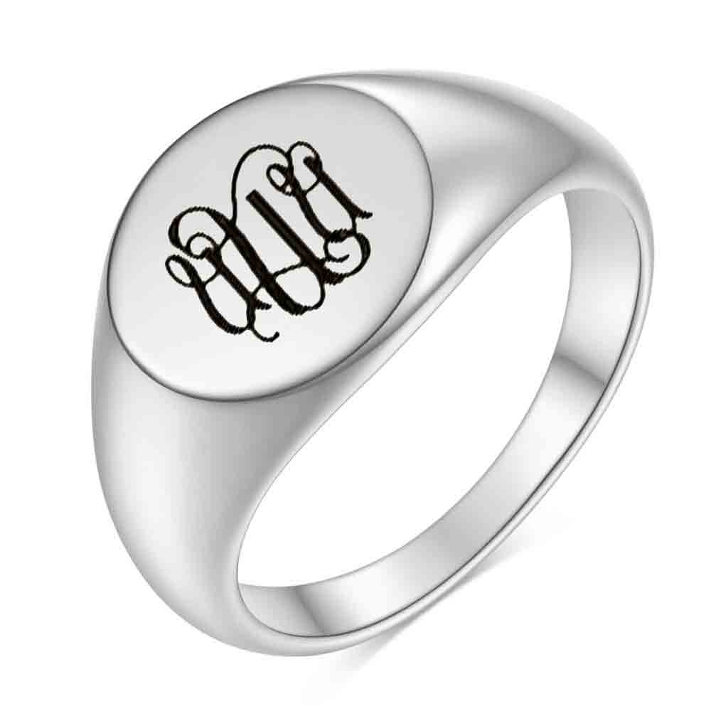 Stainless Steel 26 English Alphabet Printed Font Ring, Silver Color, Fashionable and Simple Titanium Steel Women's Ring