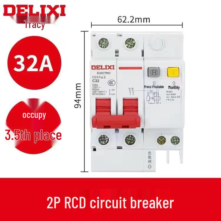 Delixi DZ47sLE Air Switch Circuit Breaker with Leakage Protection (1-4P, Single/Three-Phase, N)