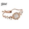 Rhinestone Embellished Watch Women Bracelet Small Square Dial Analog Quartz