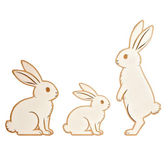 3 Stück Niedlicher Hase Wandaufkleber Cartoon Osterhase Wandsticker Holz Wandbilder Hase Wand