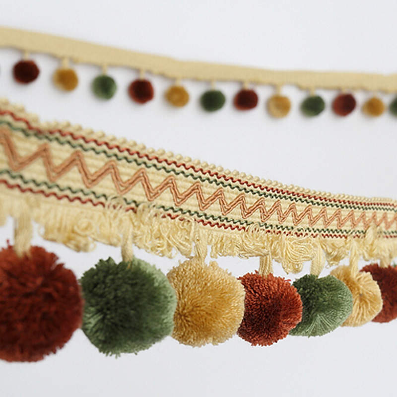 1 Meter Pompon Quasten Vorhang Spitze Zubehör Quaste Fransenbesatz DIY Nähen Dekoration