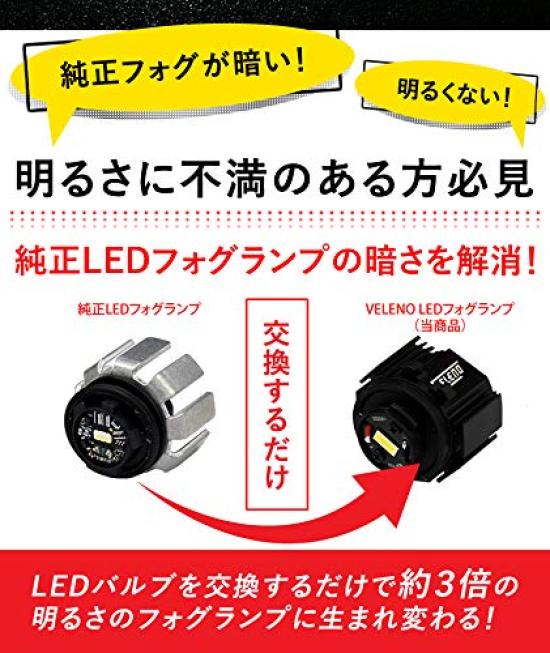 VELENO Genuine L1B Fog Set of Replacement Same Shape As OEM Lights, LED, 3500lm, White, Fanless, 2, Bulbs, (White)