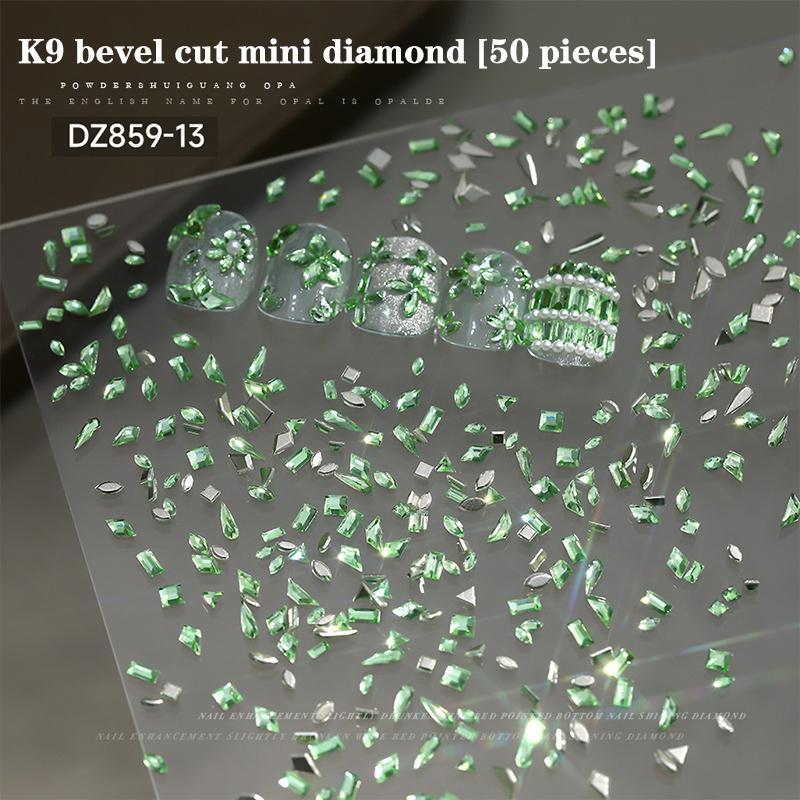 50Pcs Nail Mini Glass Charming Sparkling   Collection Mixed Color Luxury Manicure Decorations Accessories