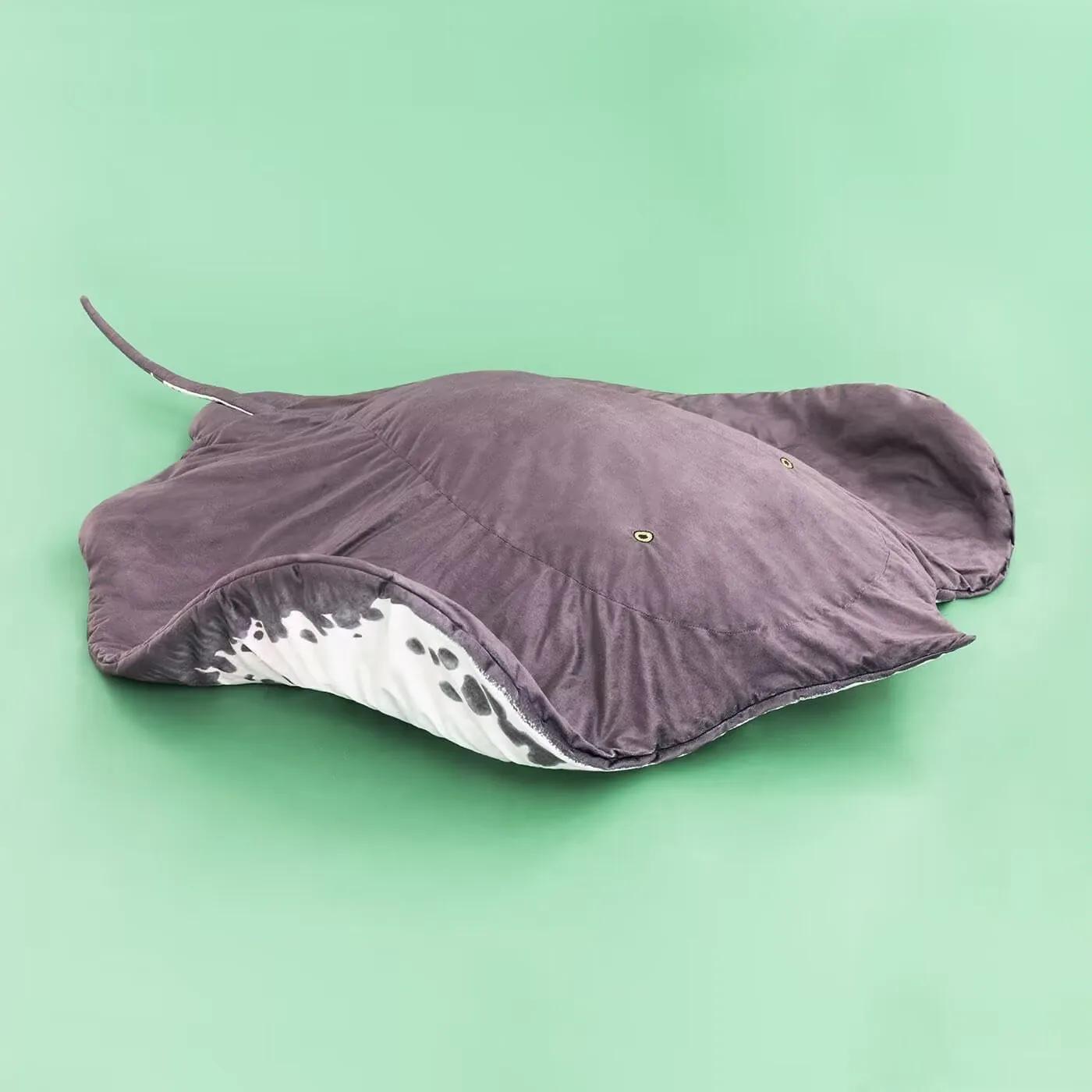 Cute Manta Ray Plush Throw Blanket Soft Stuffed Animal Floor Mat Carpet for Home Decoration cm 100x150cm