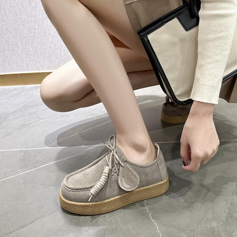 2026 New Fashion Vintage Loafers for Women Flat Non-slip Derby Women Shoes Suede Designer Women Casual Shoes Zapatillas De Mujer
