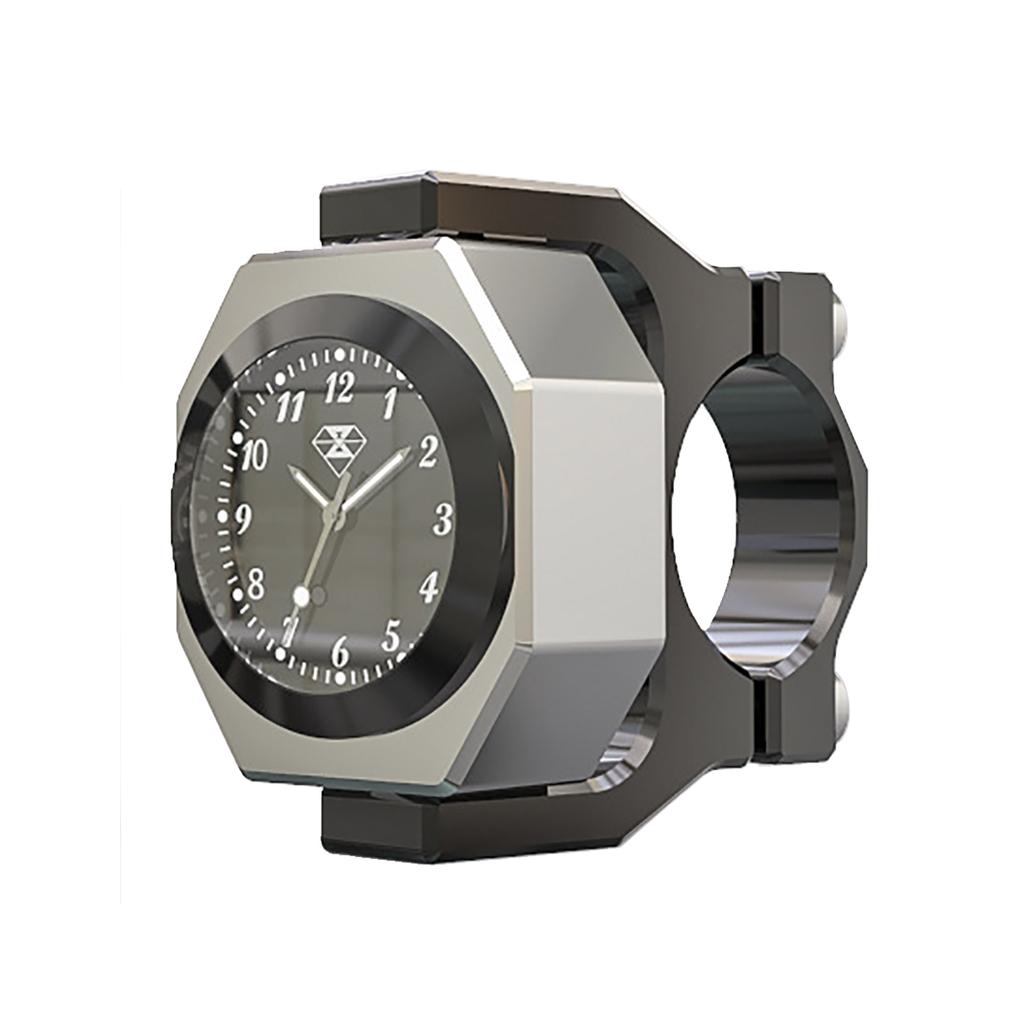 High Quality CNC Aluminum Alloy 4Color 22-28mm Adjustable Motorcycle Waterproof Luminous Handlebar Mount Clock