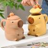 Christmas Mug Ceramic Coffee Mug Tea Mug Novelty Capybara Mug Christmas Gift Cute Milk Coffee Cup Funny Tea Cup with Lid