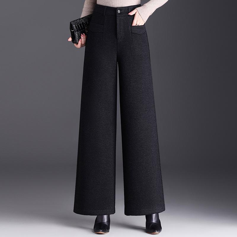 Women s Wool Blend High-Waisted Wide-Leg Pants - Autumn/Winter 2026 Fashion XL