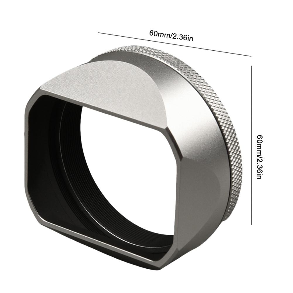 with 49mm Adapter Ring Square Metal Lens Hood Shade Silver Square Metal Lens Hood for Fujifilm Fuji X100VI X100V Camera
