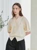 Nouve V Neck Cut Out Half Sleeve Cardigan - Light Yellow