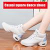 Білі шкіряні жіночі дівчачі сучасні кросівки для танців Zumba Jazz з м'якою гумовою підошвою, квадратні спортивні туфлі