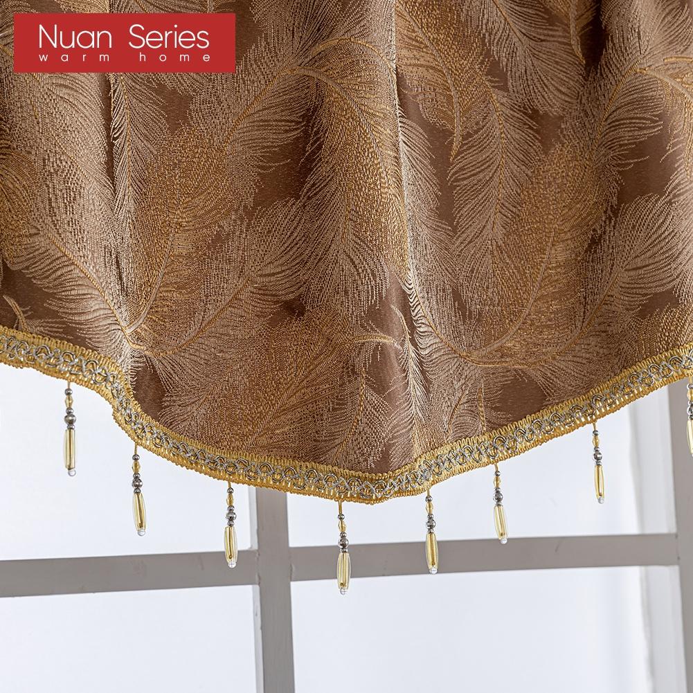 1PC Nuan Series Luxury Jacquard Curtain Head Beads Decorative Window Valance for Living Room Bedroom Home Decor