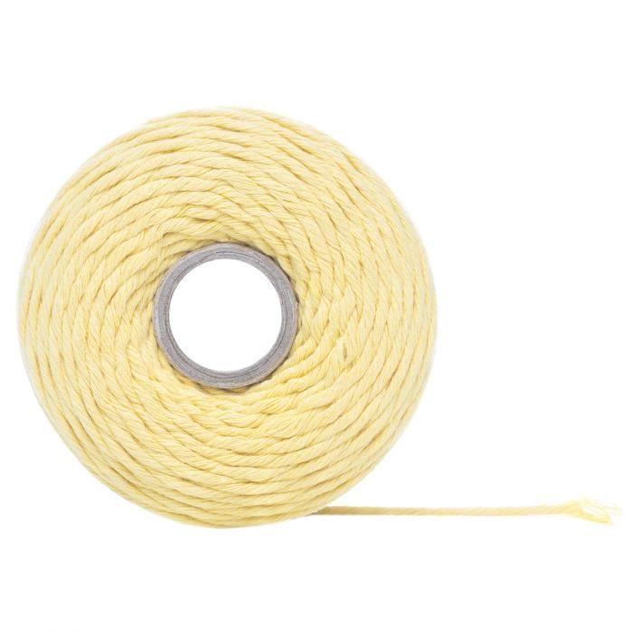 Corde Macramé - CREATIVE DECO - 3mm X 200m - Jaune Pastel - Fil De Coton Et Polyester
