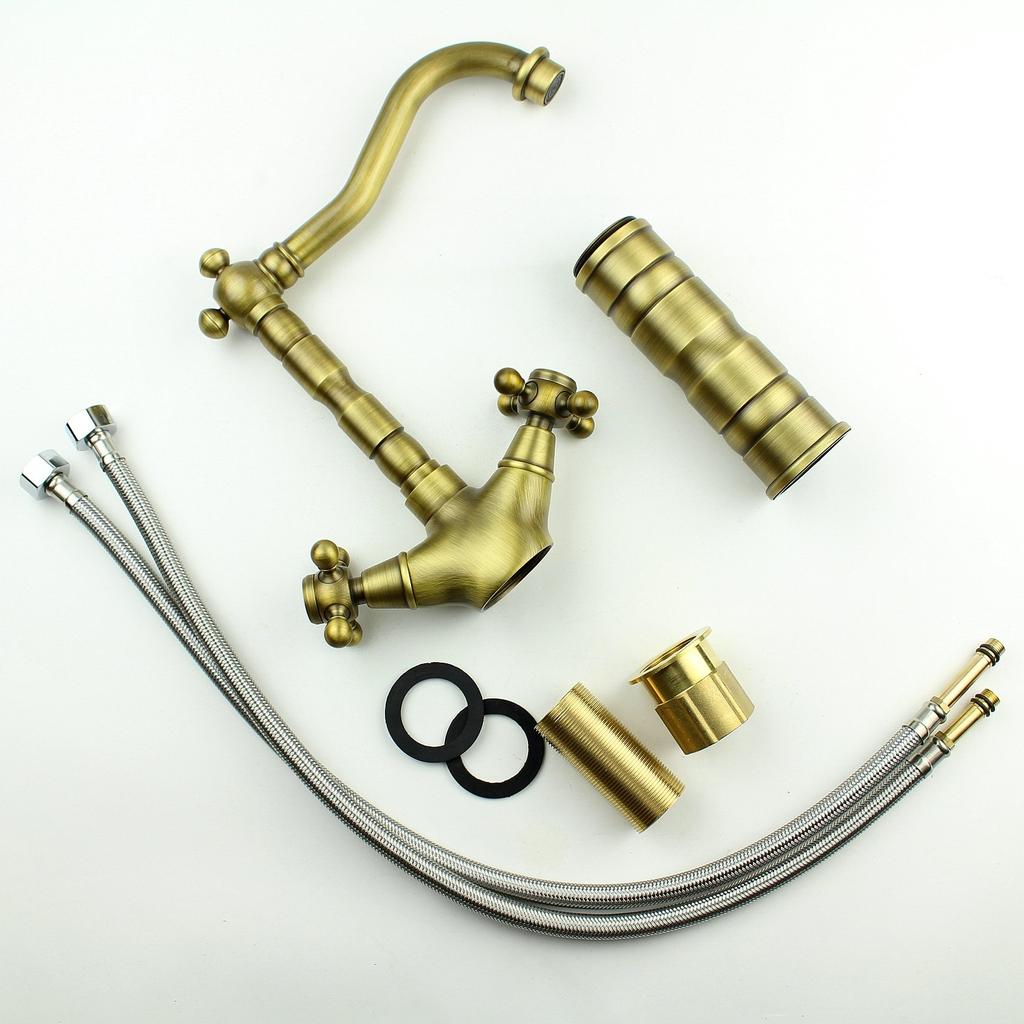 Life System Antique Mixing Faucet Faucet 2 Handles Wash Basin Long Faucet Hand Wash Basin Tall Faucet Hand Wash Bowl Cross Handle SK51