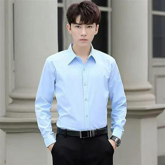 Men's White Slim Fit Long Sleeve Shirt - Korean Style, Spring/Autumn, Versatile Solid Color Business Wear