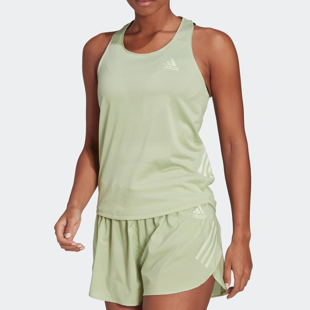Adidas Solid Color Logo Running Vest Women Sports Vest Green HK6559