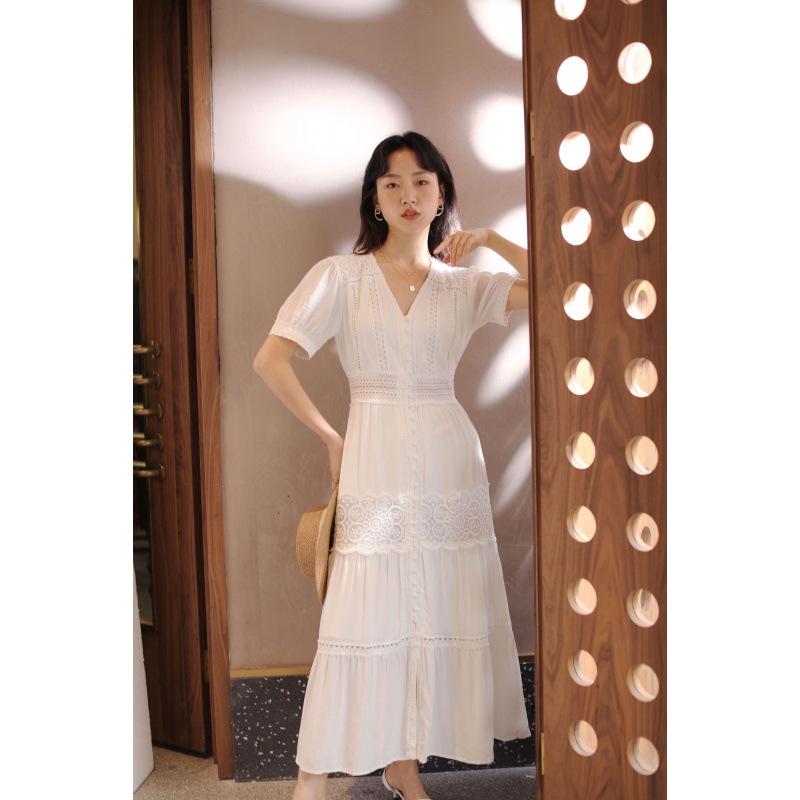 

2025 French V-Neck Slimming Long Summer Dress Extra Extra Large