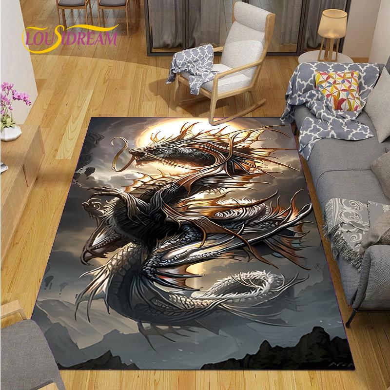 Alfombra Dragon and Tiger Fight Carpet Living Room Sofa Coffee Table Door Bedroom Rug Kitchen Kid Anti-slip Floor Mat Home Decor