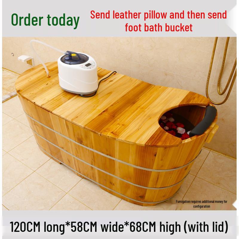 Wooden Adult Bathtub Bucket – Full Body Steaming Shower Basin