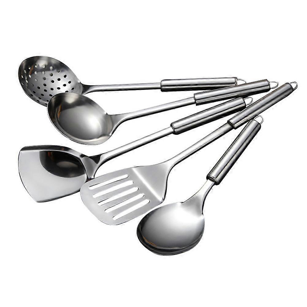 5pcs Stainless Steel Kitchenware Set Soup Ladle Leaky Spoon Spatula Kitchen Tool