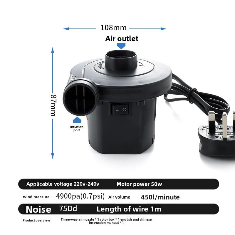 Elektrischer Luftpumpe Luftmatratze Outdoor Tragbar Zuhause Auto Doppelnutzung Aufblasbarer Pool Schlauchboot UK/EU Stecker Beutelverpackung