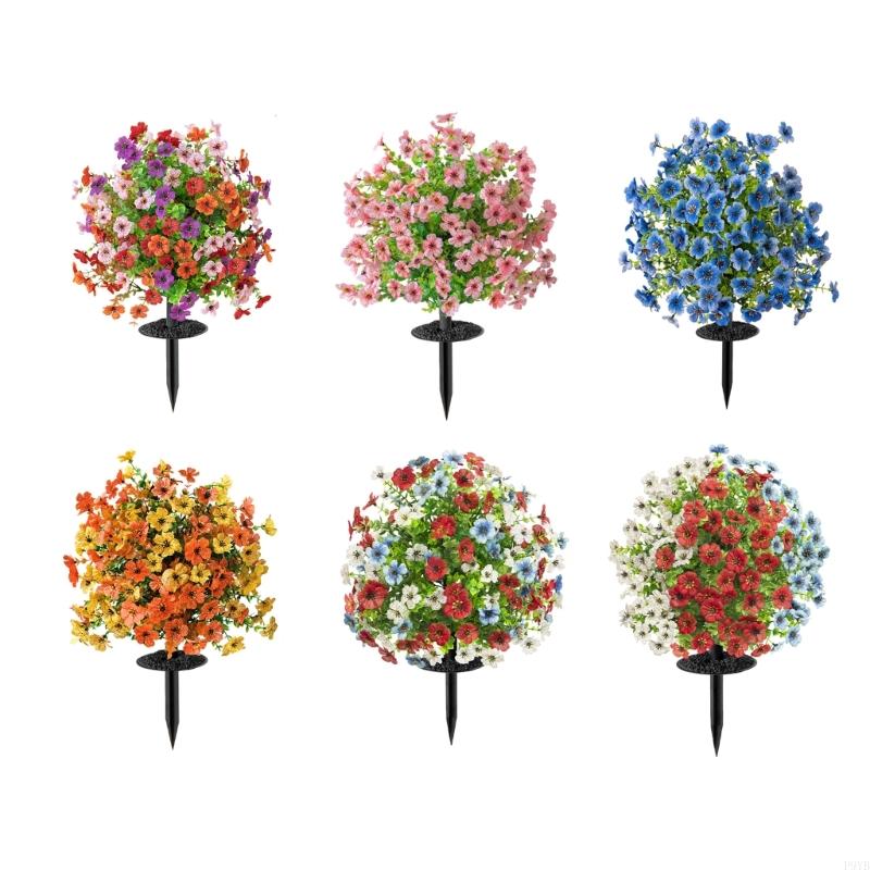 Realistic Artificial Eucalyptuses Violets Round Base Floor Floral Arrangement For Indoor Outdoors Homes Garden Decors