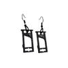 Gothic Black Geometric Hollowed-out Rectangle Guillotine Pendant Dangle Earrings for Women Men Halloween Party Jewelry Gifts