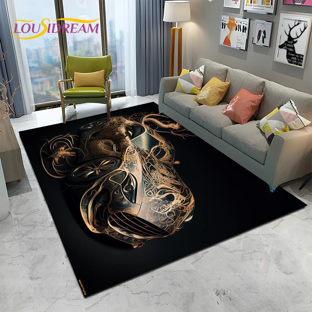 HD Concept Car 3D Future Sports Car Cartoon Carpet Rug for Home Living Room Bedroom Sofa Doormat Decor,kids Non-slip Floor Mat