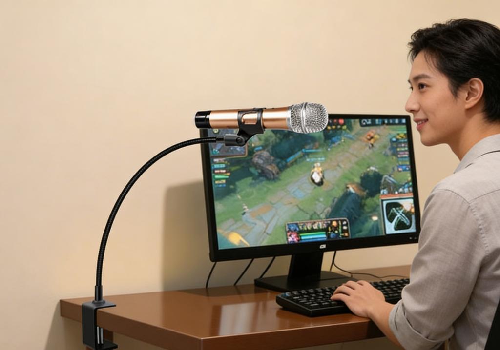 SINRI Professional Aluminum Alloy Gooseneck Mic Stand 360 Degree Rotating 2-in-1 Portable Live Streaming Meetings Recording