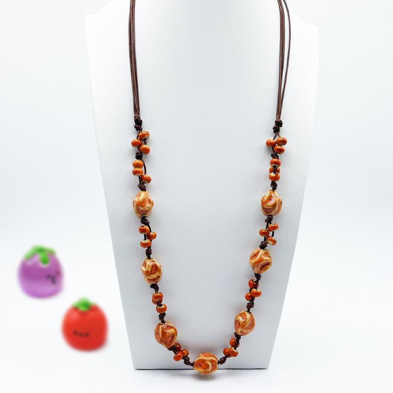 Accessories, Jewelry, Woven Beaded Sweater Chain, Ceramic Necklace, Female Niche Feeling Does Not Fade