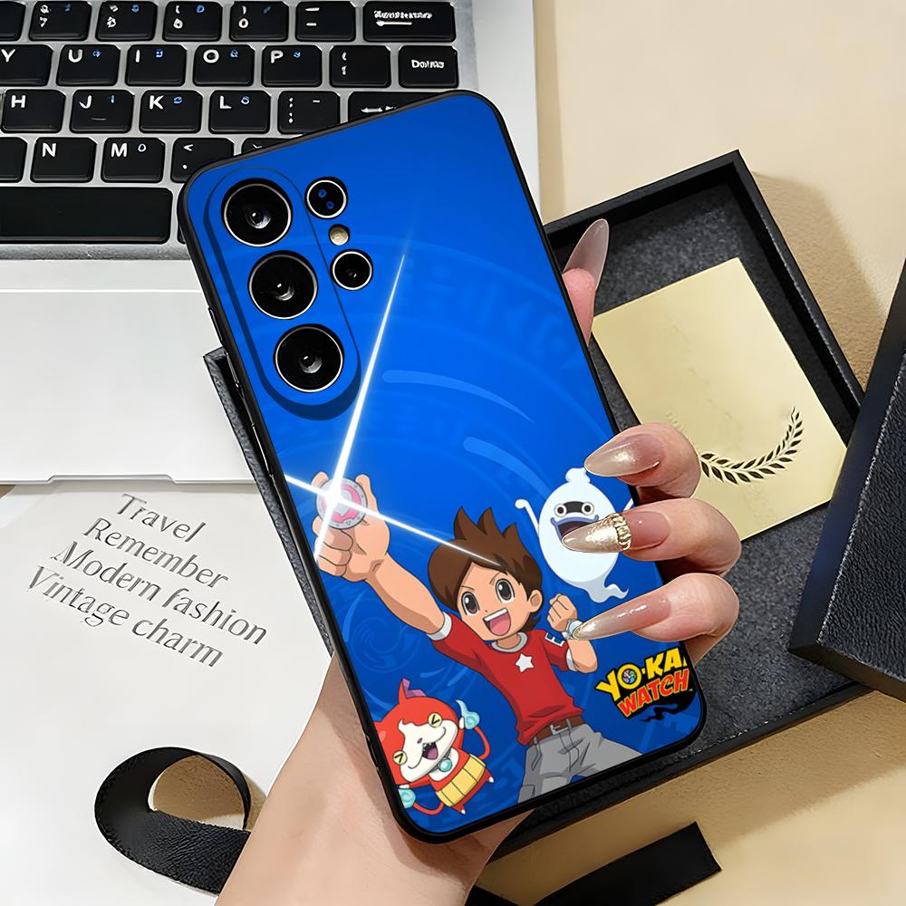 Komasan Buchinyan Y-Yo Kai W-Watch Phone Case For Samsung S26 S25 S24 FE S23 S22 S21 Plus S20 Ultra Note20Ultra Black Soft Shell