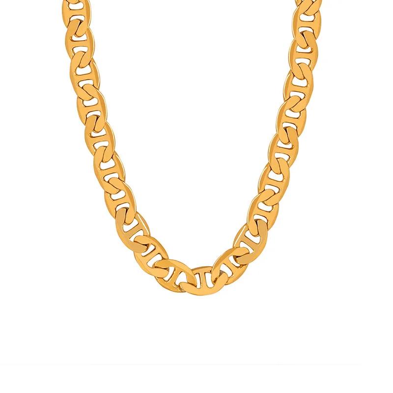 925 Sterling Copper Necklace 6mm Flat Day Chain Necklace Bracelet Zircon Gifts for Men and Women 20cm/45-60cm 18K Gold